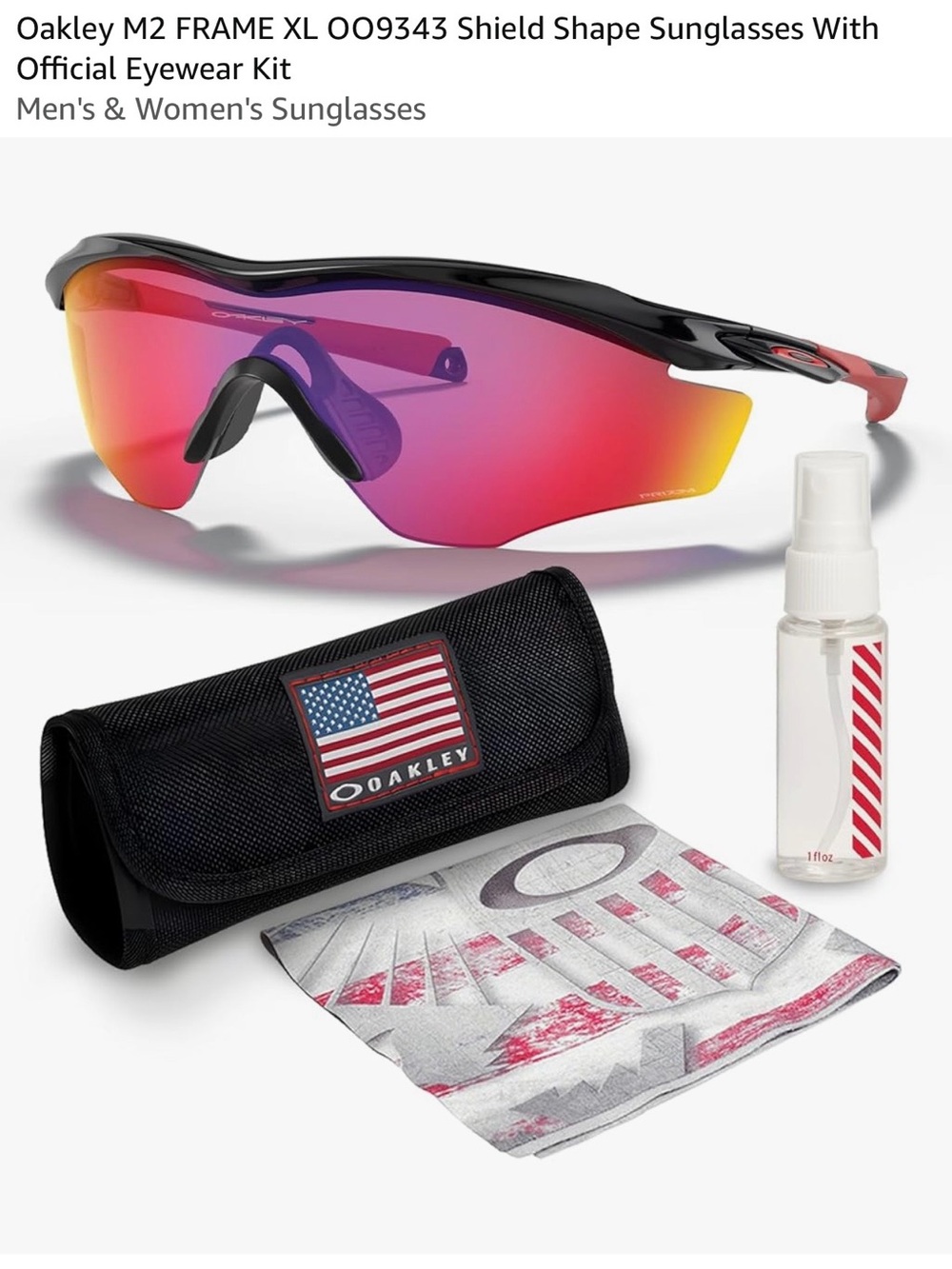 Oakley M2 Frame XL Shield Sunglasses - Black Frame with Red/Purple Mirror Lens